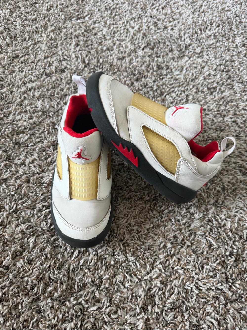 Nike Air Jordan 5 Retro Kids Little Flex White & Red Size 13C